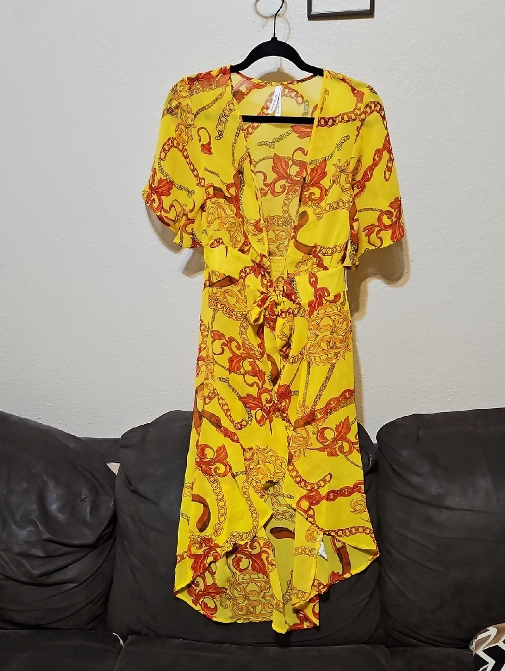 Live 4 Truth Yellow and Red Chain-Print Kimono